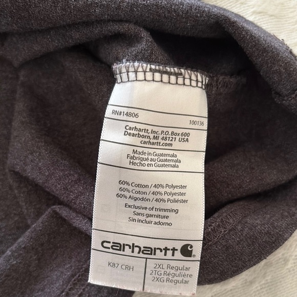 Gently Loved Carhartt Men's Dark Gray Short Sleeve Tee - Picture 4 of 7